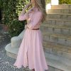 Blush Pink Midi Dress with Belt